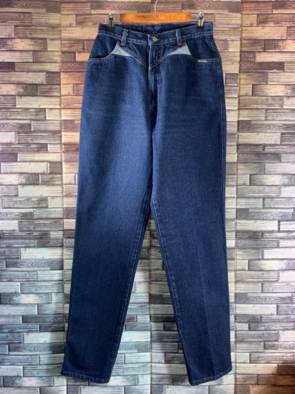 Vintage Women’s Dark Blue Denim Rockies High Rise Bareback Jeans 13x36